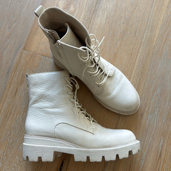 Sam Edelman Garret 8.5 leather combat work moto boots light tan ivory timberland - Picture 2 of 7